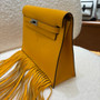 Hermès Kelly Danse Anate Fringe -Jaune Citron Swift Leather with Palladium Hardware