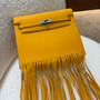 Hermès Kelly Danse Anate Fringe -Jaune Citron Swift Leather with Palladium Hardware