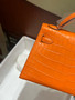 Hermès Kelly 20 Mini II Orange Alligator Palladium Hardware 