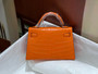 Hermès Kelly 20 Mini II Orange Alligator Palladium Hardware 