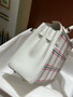 HERMES KELLY 25 TARTAN LIGHT SWIFT GRIS PALE / BUBBLEGUM / VERT MOYEN PHW