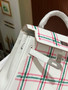 HERMES KELLY 25 TARTAN LIGHT SWIFT GRIS PALE / BUBBLEGUM / VERT MOYEN PHW
