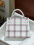 HERMES KELLY 25 TARTAN LIGHT SWIFT GRIS PALE / BUBBLEGUM / VERT MOYEN PHW
