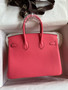  Hermes Rose Azalee Birkin 25 cm Togo Gold Hardware