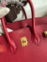 Hermes Red Birkin 25 cm Togo Gold Hardware