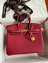 Hermes Red Birkin 25 cm Togo Gold Hardware