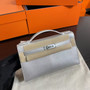 Hermès Olympic Kelly Pochette Silver Chèvre Palladium Hardware 