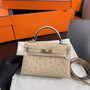 Hermès Kelly 20 Mini II Sellier Gris Trench Ostrich Gold Hardware 