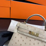Hermès Kelly 20 Mini II Sellier Gris Trench Ostrich Gold Hardware 