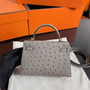  Hermès Kelly 20 Mini II Sellier Gris Tourterelle Ostrich Gold Hardware 