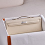 HERMES KELLY CUT CLUTCH BAG CRAIE EPSOM PALLADIUM HARDWARE