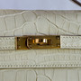 Hermès Matt Vanilla  Alligator Kelly Pochette Gold Hardware