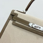 Hermes Sac Kelly Sellier 28 Toile H/Veau Swift Ecru Etoupe With Palladium Hardware