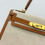 Hermes Sac Kelly Sellier 28 Toile H/Veau Swift Ecru Gold With Gold Hardware
