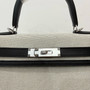 Hermes Sac Kelly  Sellier 28 Toile H/Veau Swift Ecru Black With Palladium Hardware