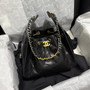 CHANEL 25 Small Handbag   Shiny Crumpled Calfskin, Gold-Tone & Ruthenium-Finish Metal  Black