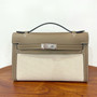 Hermès Limited Edition Mini Kelly Pochette Etoupe Swift leather/ Toile  Palladium hardware