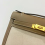 Hermès Limited Edition Mini Kelly Pochette Etoupe Swift leather/ Toile  Gold hardware