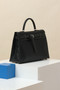 HERMÈS KELLY FLAT HANDBAG 35 BLACK SWIFT PALLADIUM HARDWARE