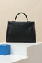 HERMÈS KELLY FLAT HANDBAG 35 BLACK SWIFT PALLADIUM HARDWARE