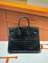 Hermès Sellier Birkin 25 Graphite Shiny Crocodile Niloticus Palladium Hardware 