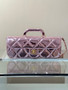 Chanel Fall-Winter 2025/26   Large Flap Bag With Top Handle   Metallic Mirror Calfskin & Gold-Tone Metal Pink