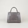 Hermes  Gris Ciment  Alligator KELLY 25 WITH GOLD HARDWARE