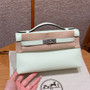 Hermès Vert Frizz Mini Kelly Pochette Swift leather Palladium hardware