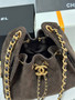 CHANEL Cruise 2025/26 CHANEL 25 Mini Handbag Suede Calfskin Brown