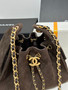 CHANEL Cruise 2025/26 CHANEL 25 Mini Handbag Suede Calfskin Brown