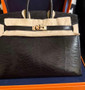 Hermes Birkin Sellier 20cm Serti Noir Lezard Nilo Lisse Spinals