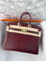 Hermes Boadeaux Birkin 25 alligator crocodile with Gold hardware