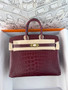 Hermes Boadeaux Birkin 25 alligator crocodile with Gold hardware