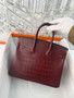 Hermes Boadeaux Birkin 25 alligator crocodile with Gold hardware