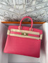 Hermes Rose Extreme Birkin 25 alligator crocodile with Gold hardware
