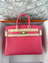 Hermes Rose Extreme Birkin 25 alligator crocodile with Gold hardware