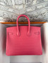 Hermes Rose Extreme Birkin 25 alligator crocodile with Gold hardware