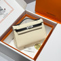 Hermès Special Order (HSS) Kelly Pochette Craie and Black Swift Palladium Hardware