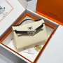 Hermès Special Order (HSS) Kelly Pochette Craie and Black Swift Palladium Hardware