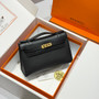 Hermès Black Mini Kelly Pochette Swift leather Gold hardware