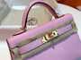 Hermes X9 Mauve Sylvestre Mini Kelly II 20 Epsom leather Gold Hardware
