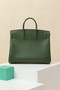 Hermes Birkin Ghillies 35 cm handbag in Olive Tadelakt Leather