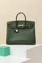 Hermes Birkin Ghillies 35 cm handbag in Olive Tadelakt Leather