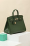 Hermes Birkin Ghillies 35 cm handbag in Olive Tadelakt Leather