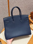 Hermès Special Order (HSS) Birkin 35: Blue Saphir & Cognac Togo Leather Palladium Hardware