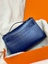 Hermès Kelly Pochette: Bleu Saphir Shiny Mississippiensis Alligator with Palladium Hardware