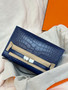 Hermès Kelly Pochette: Bleu Saphir Shiny Mississippiensis Alligator with Palladium Hardware