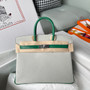 Hermès Limited Edition Horseshoe Birkin 25 Bag Gris Perle/Velvet Green