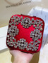 Manolo Blahnik Hangi Petinia Crystal Red Silk Clutch