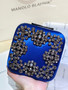 Manolo Blahnik Hangi Petinia Blue Crystal Silk Clutch